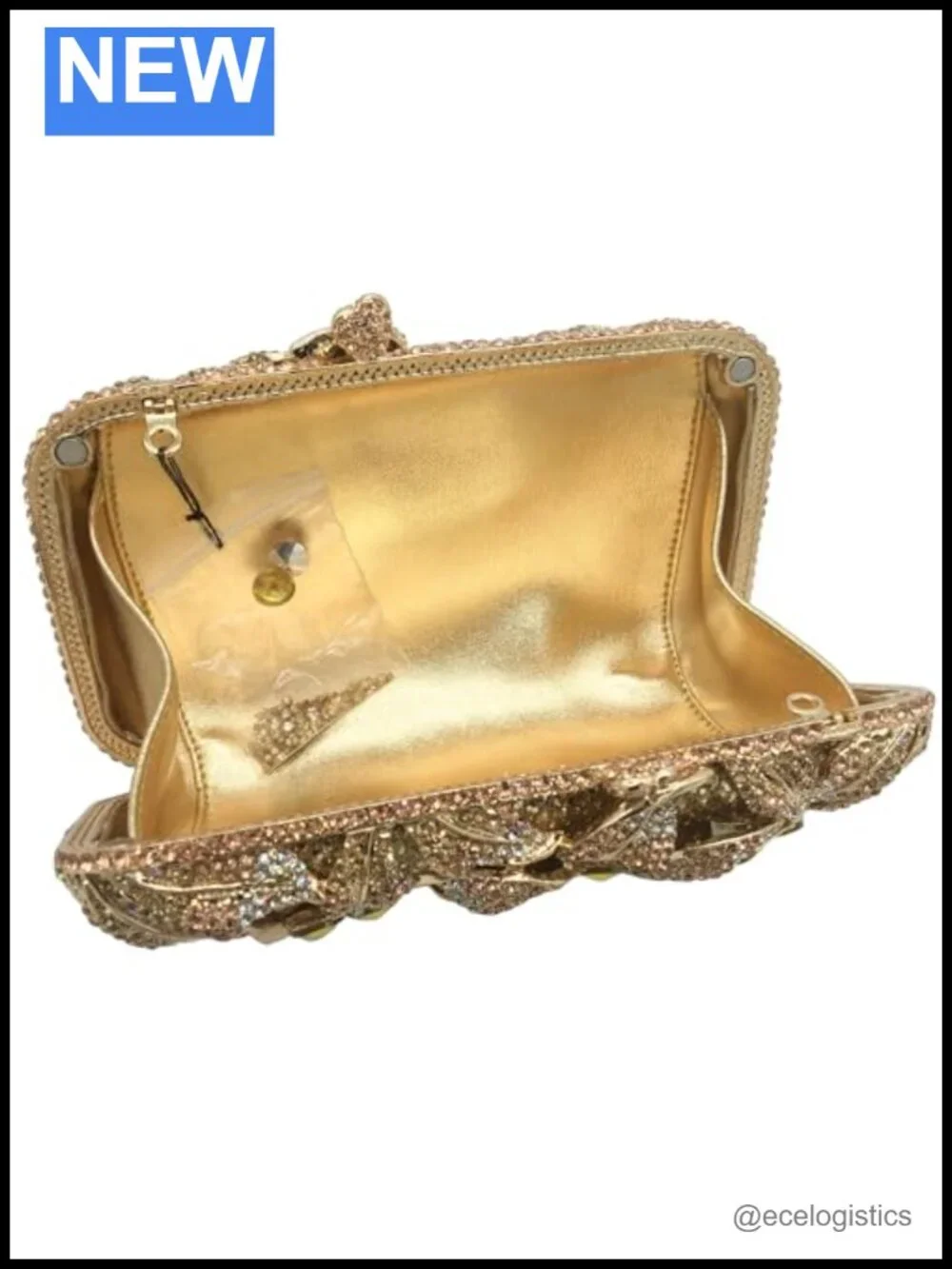 Mini Floral Rhinestone Clutch Evening Bag with Detachable Chain Straps